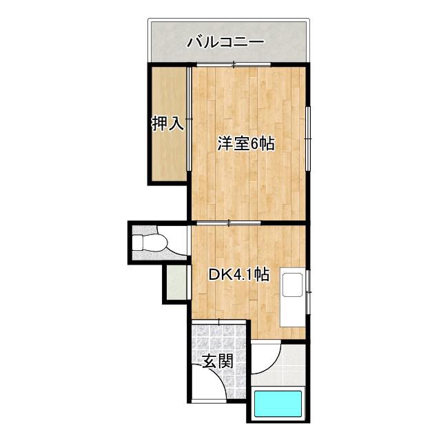 森ビル(1DK/3階)の間取り写真