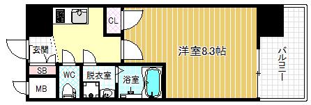 コスモ梅田ウエスト(1K/6階)の間取り写真