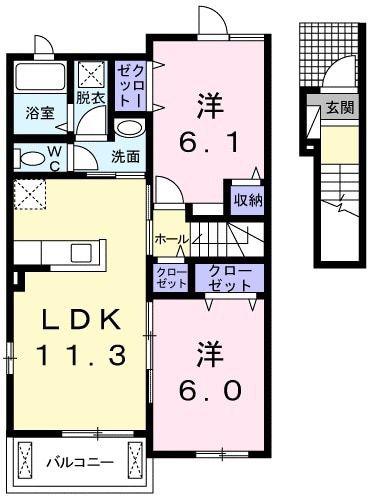 SCHON BLUME(2LDK/2階)の間取り写真