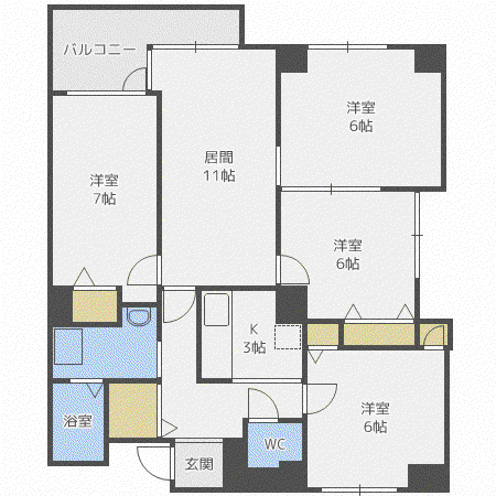 シェスタ麻生館(4LDK/1階)の間取り写真