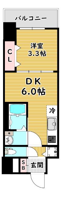 エスタート塚本(1DK/3階)の間取り写真
