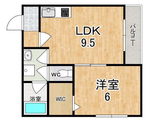 ALCE田原本(1LDK/1階)の間取り写真
