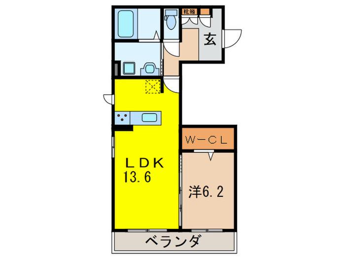 NAMI-NU 夙川 A(1LDK/2階)の間取り写真