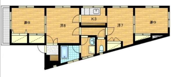 根茂ビル(4K/2階)の間取り写真