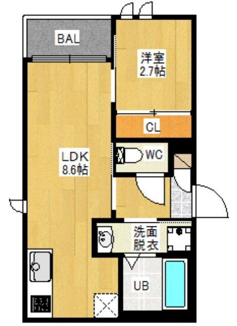 REGALEST AYA 香椎(1LDK/3階)の間取り写真