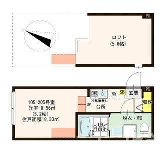 レジナガーデン(ワンルーム/2階)の間取り写真