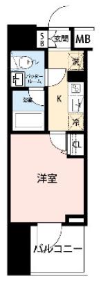 クレイシア川口(1K/5階)の間取り写真
