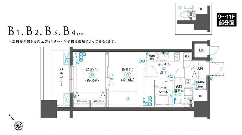 ZOOM横浜SQUARE(2K/6階)の間取り写真