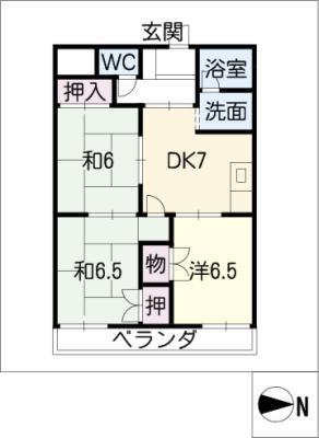 メゾンカワセ2(3DK/4階)の間取り写真