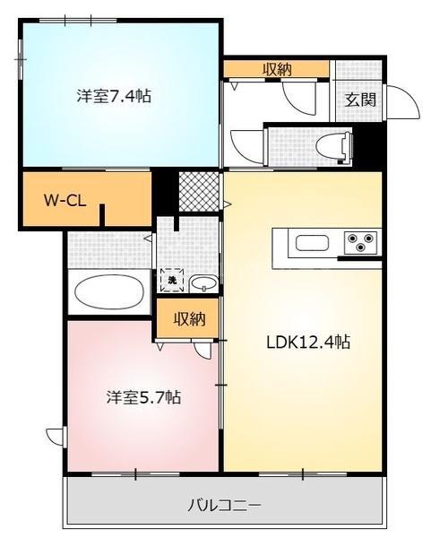 RESIDENCIA LUCEREGALO FLOR(2LDK/3階)の間取り写真
