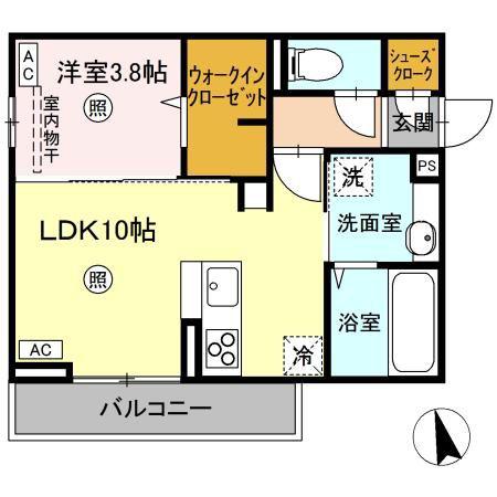 オラシオン A棟(1LDK/3階)の間取り写真