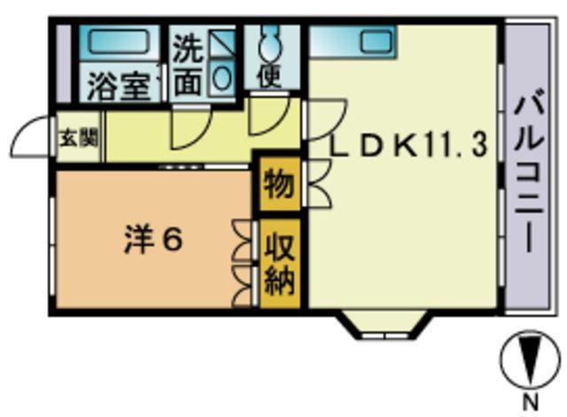 ユースパレスⅤ(1LDK/2階)の間取り写真
