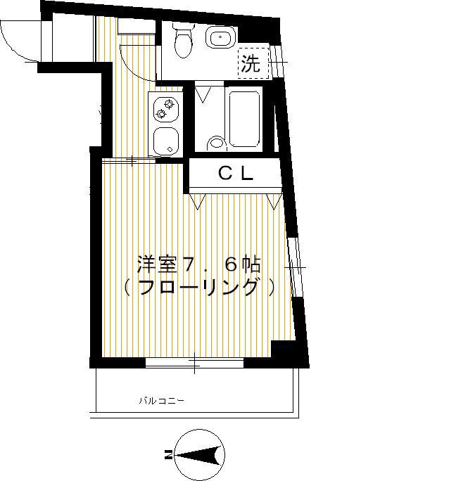 ファインハウスK(1K/2階)の間取り写真