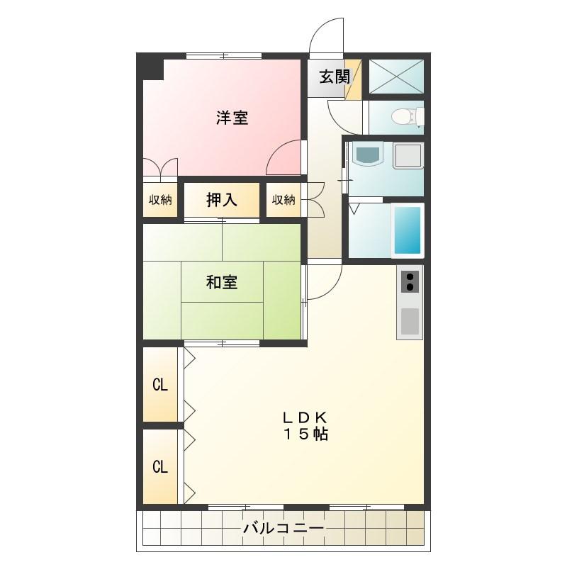 メゾングリーンモールI(2LDK/3階)の間取り写真