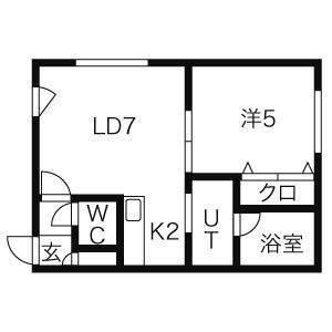 ラ・ガーレ麻生(1LDK/4階)の間取り写真