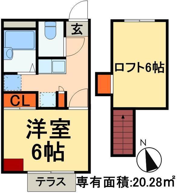 エクレール南増尾(1K/1階)の間取り写真