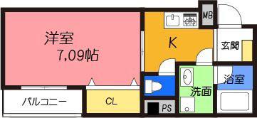 TJ MODERNO EIDAI(1K/5階)の間取り写真