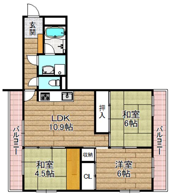 ハイツ大手町II(3LDK/2階)の間取り写真