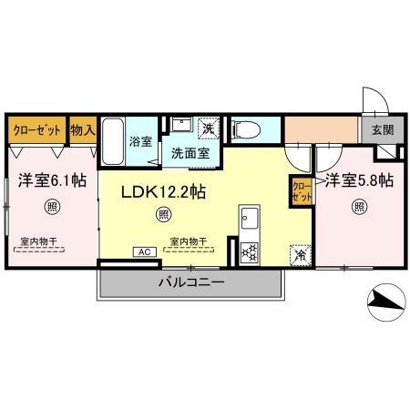 ケイ・ハイム(2LDK/1階)の間取り写真