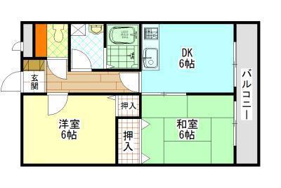 都ヴィレッヂ新涯II(2DK/1階)の間取り写真