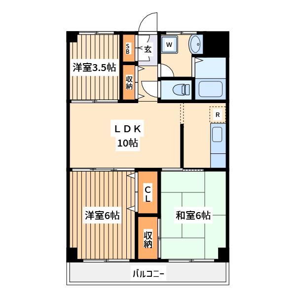 カーサルナ(3LDK/1階)の間取り写真