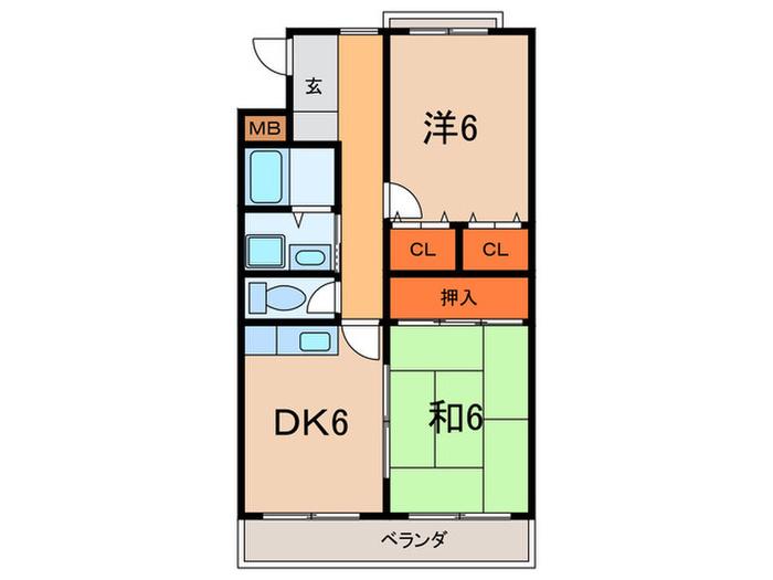 仁川フラッツ(2DK/3階)の間取り写真