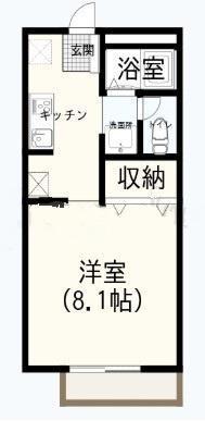 インテリジェンスⅡ(ワンルーム/1階)の間取り写真