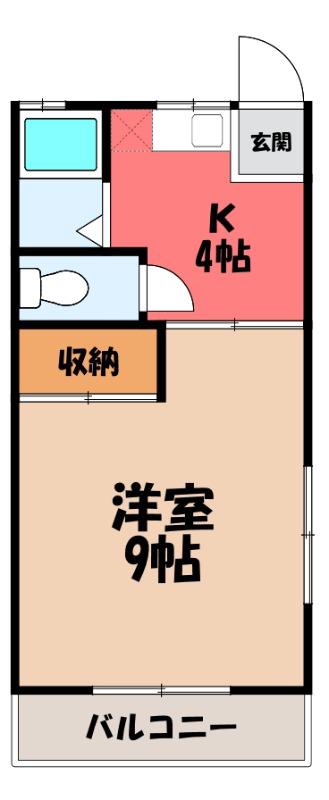 ハーフムーン(1K/2階)の間取り写真