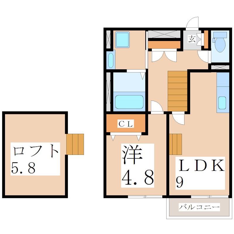 SPAZIO東郷(1SLDK/2階)の間取り写真