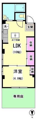 いなほビル(1LDK/1階)の間取り写真