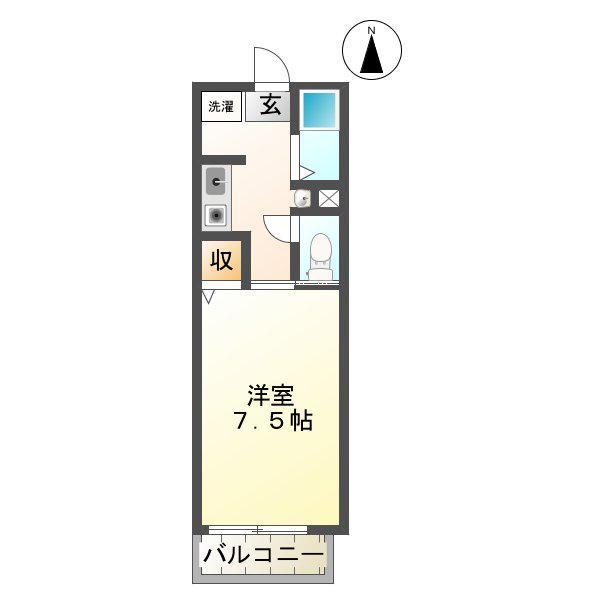 ベルカーサ(1K/2階)の間取り写真