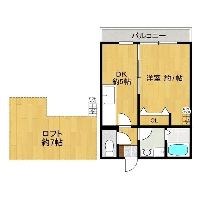 ベルコート博多(1DK/2階)の間取り写真