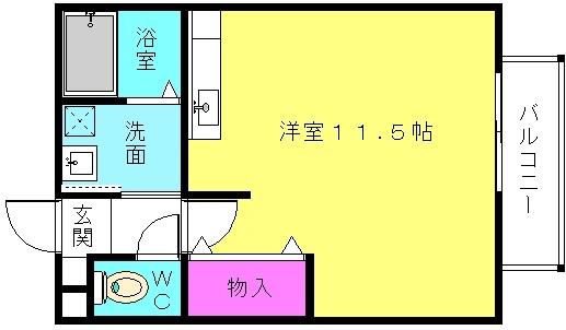 アーバンライフ平岡(ワンルーム/2階)の間取り写真
