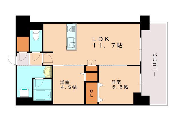 ALIVIS西神中央(2LDK/10階)の間取り写真