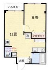 マンション鶴(1LDK/2階)の間取り写真