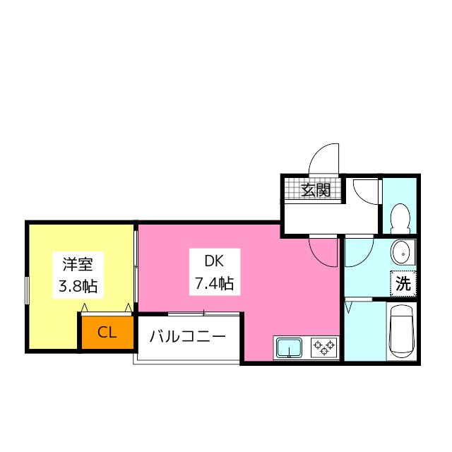 横手南町AP B棟(1DK/3階)の間取り写真