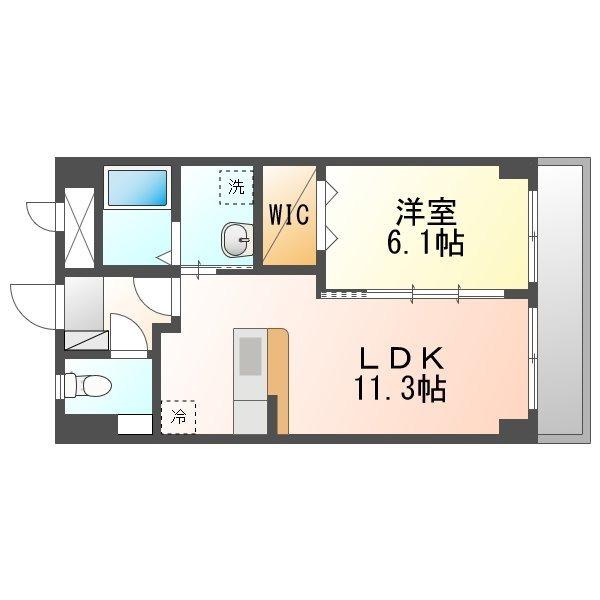 アカラピリラニ(1LDK/3階)の間取り写真