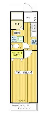 エスぺランス幡ヶ谷(1K/2階)の間取り写真