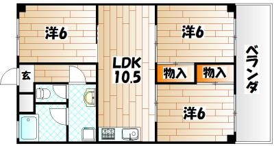 ハイツシーサイドI(3LDK/1階)の間取り写真