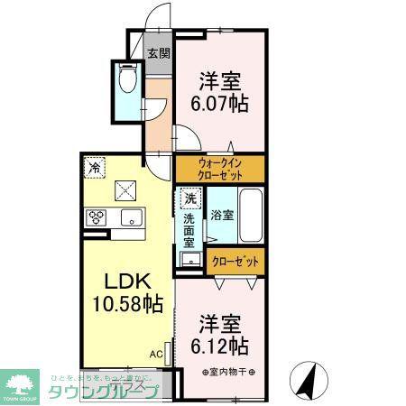 都営新宿線 篠崎駅 徒歩20分 2階建 築3年(2LDK/1階)の間取り写真