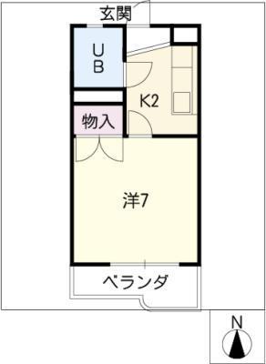ワキタハイツ南館(1K/4階)の間取り写真