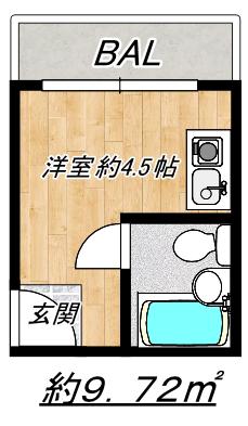 グランビルド道頓堀(ワンルーム/3階)の間取り写真
