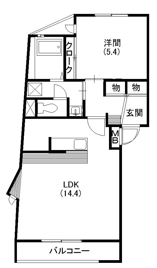 マーサ和地山(1LDK/1階)の間取り写真