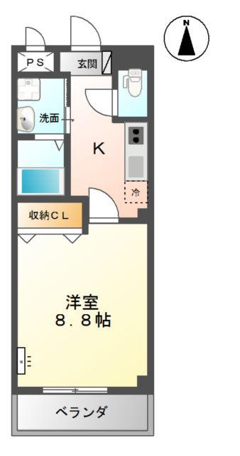 グラン ウィッシュ 三島(1K/2階)の間取り写真