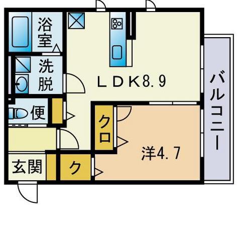ルーチェ南福岡(1LDK/2階)の間取り写真