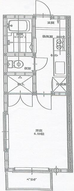 藤ハイツA棟(ワンルーム/2階)の間取り写真
