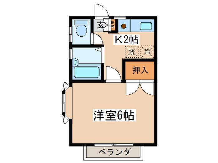 アサトハイツ(1K/2階)の間取り写真