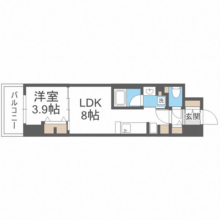アーバネックス西本町(1LDK/9階)の間取り写真