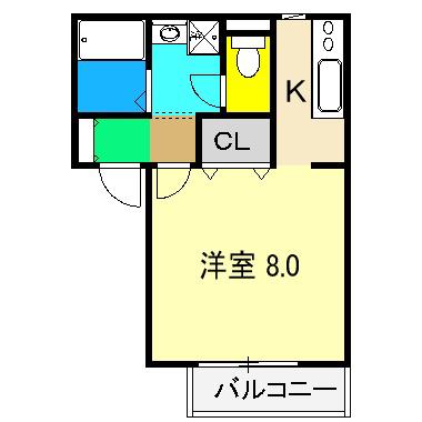 アムール池上(1K/1階)の間取り写真