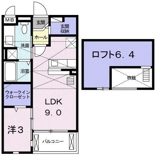 スワロウテイル(1LDK/2階)の間取り写真